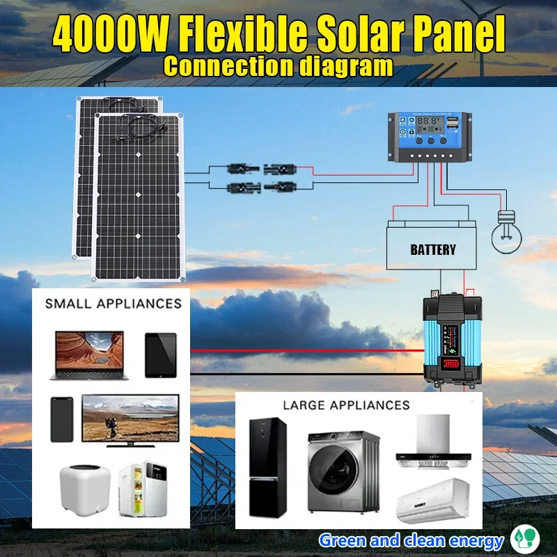 4000W Solar Panel Kit 12V To 1 - Solar Emergency Charger recension och pris